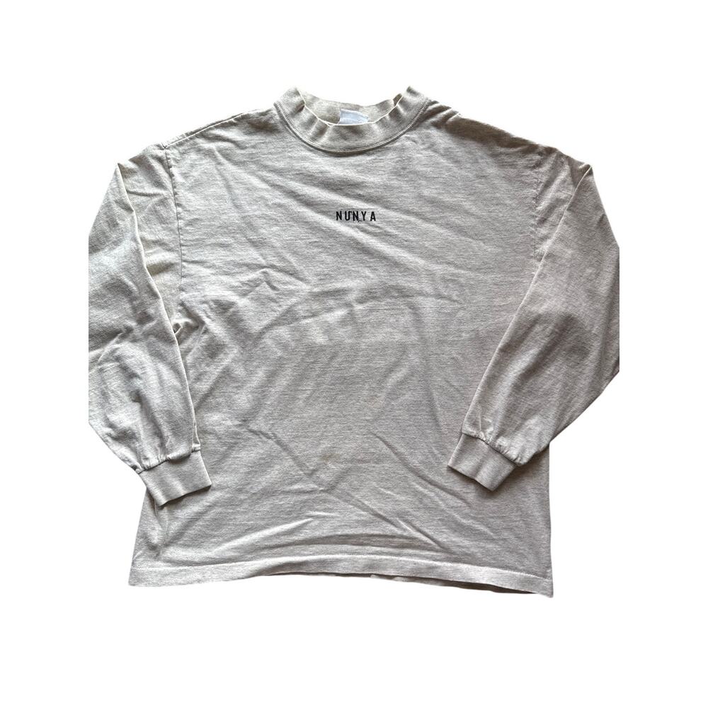 Vintage 90s Basic Editions USA Gray Mock Neck XL Modern NUNYA Print